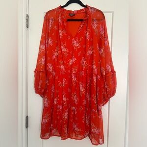 NWT Vince Camuto Orange Dress With Pink Flowers